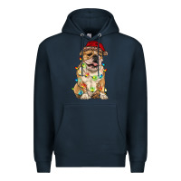 Navy christmas bulldog Premium Hoodie - RanaPortraitStore