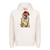 Pale Pink christmas bulldog Premium Hoodie - RanaPortraitStore