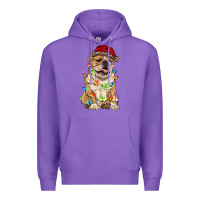 Purple christmas bulldog Premium Hoodie - RanaPortraitStore