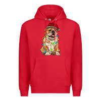 Red christmas bulldog Premium Hoodie - RanaPortraitStore