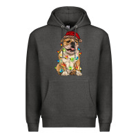 Charcoal Heather christmas bulldog Premium Hoodie - RanaPortraitStore