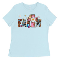Baby Blue faith cross Ladies Tee - Artiststas