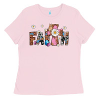 Bubblegum Pink faith cross Ladies Tee - Artiststas