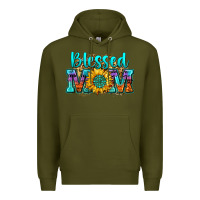 Army Green blessed mom sunflower Premium Hoodie - Zillion Design Studio