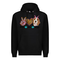 Black peace love beagle Premium Hoodie - RanaPortraitStore
