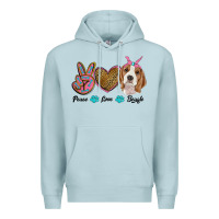 Blue Mist peace love beagle Premium Hoodie - RanaPortraitStore