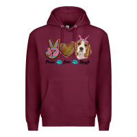 Burgundy peace love beagle Premium Hoodie - RanaPortraitStore