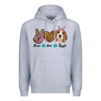 Heather Grey peace love beagle Premium Hoodie - RanaPortraitStore