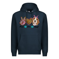 Navy peace love beagle Premium Hoodie - RanaPortraitStore