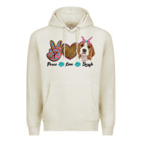Oatmeal Heather peace love beagle Premium Hoodie - RanaPortraitStore