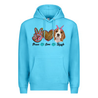 Ocean Blue peace love beagle Premium Hoodie - RanaPortraitStore