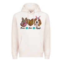 Pale Pink peace love beagle Premium Hoodie - RanaPortraitStore