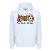 White peace love beagle Premium Hoodie - RanaPortraitStore