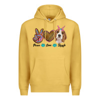 Antique Gold peace love beagle Premium Hoodie - RanaPortraitStore