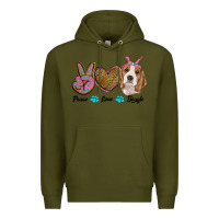 Army Green peace love beagle Premium Hoodie - RanaPortraitStore