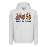 Dove Grey peace love beagle Premium Hoodie - RanaPortraitStore