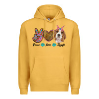 Mustard peace love beagle Premium Hoodie - RanaPortraitStore