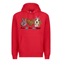 Red peace love beagle Premium Hoodie - RanaPortraitStore