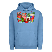 Pigment Pebble Blue strawberry coffee cups Urban Hoodie - Zillion Design Studio