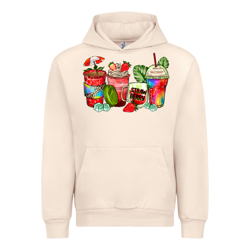 Strawberry Coffee Cups Urban Hoodie by Zillion Design Studio | Teevron