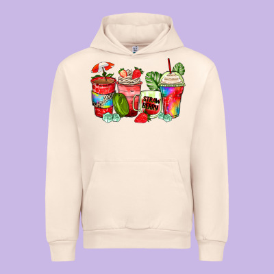 Strawberry Coffee Cups Urban Hoodie Designed By Zillion Design Studio