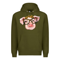 Army Green sunflowers with pig Premium Hoodie - RanaPortraitStore