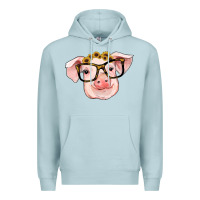 Blue Mist sunflowers with pig Premium Hoodie - RanaPortraitStore