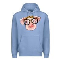 Colony Blue sunflowers with pig Premium Hoodie - RanaPortraitStore