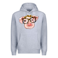 Heather Grey sunflowers with pig Premium Hoodie - RanaPortraitStore
