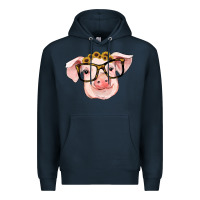 Navy sunflowers with pig Premium Hoodie - RanaPortraitStore