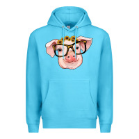 Ocean Blue sunflowers with pig Premium Hoodie - RanaPortraitStore