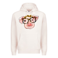 Pale Pink sunflowers with pig Premium Hoodie - RanaPortraitStore