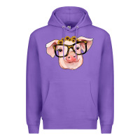 Purple sunflowers with pig Premium Hoodie - RanaPortraitStore