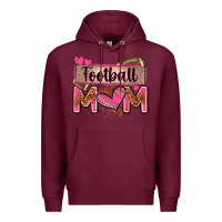Burgundy football mom with leopard Premium Hoodie - Zillion Design Studio