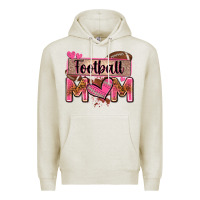 Oatmeal Heather football mom with leopard Premium Hoodie - Zillion Design Studio