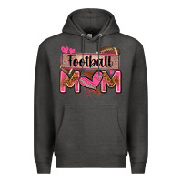 Charcoal Heather football mom with leopard Premium Hoodie - Zillion Design Studio