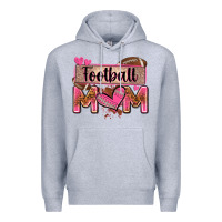 Heather Grey football mom with leopard Premium Hoodie - Zillion Design Studio