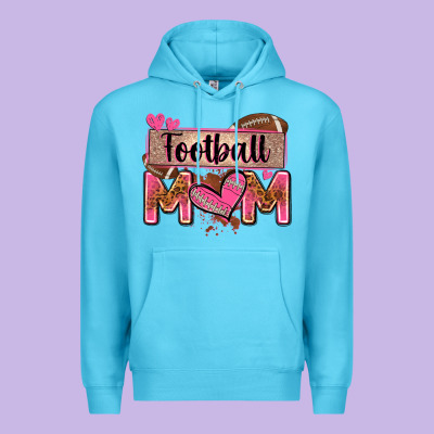 Football Mom With Leopard Premium Hoodie Designed By Zillion Design Studio