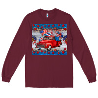 Burgundy american truck 4th of july tumbler Long Sleeve Tee - BarkalooDesign