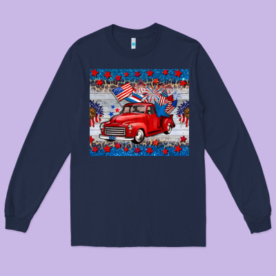 American Truck 4th Of July Tumbler Long Sleeve Tee Designed By Barkaloodesign