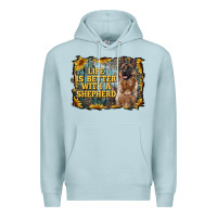 Blue Mist life is better with a shepperd Premium Hoodie - RanaPortraitStore