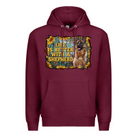 Burgundy life is better with a shepperd Premium Hoodie - RanaPortraitStore
