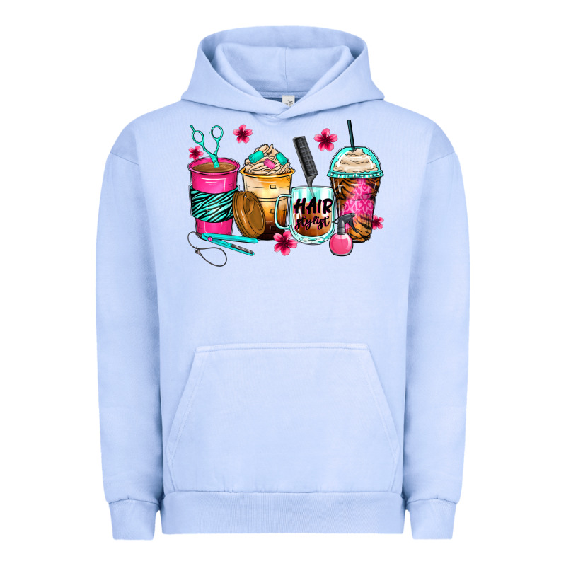 Hairstylist Coffee Cups Urban Hoodie by Zillion Design Studio | Teevron