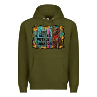Army Green life is better with a labrador Premium Hoodie - RanaPortraitStore