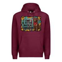 Burgundy life is better with a labrador Premium Hoodie - RanaPortraitStore