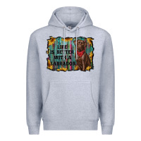 Heather Grey life is better with a labrador Premium Hoodie - RanaPortraitStore
