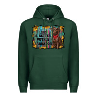 Sports Green life is better with a labrador Premium Hoodie - RanaPortraitStore
