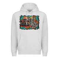 Dove Grey life is better with a frenchie Premium Hoodie - RanaPortraitStore