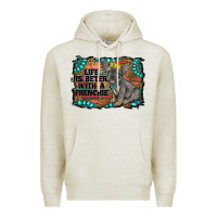 Oatmeal Heather life is better with a frenchie Premium Hoodie - RanaPortraitStore