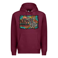 Burgundy life is better with a frenchie Premium Hoodie - RanaPortraitStore